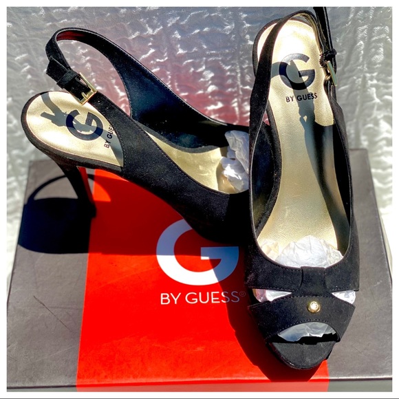 Guess NWB “Cathy” Platform Stiletto Heels Almond Peep Toe Slingback Shoes - Picture 14 of 16